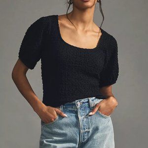 Anthropologie Lea & Viola Puff Sleeve Top, Black